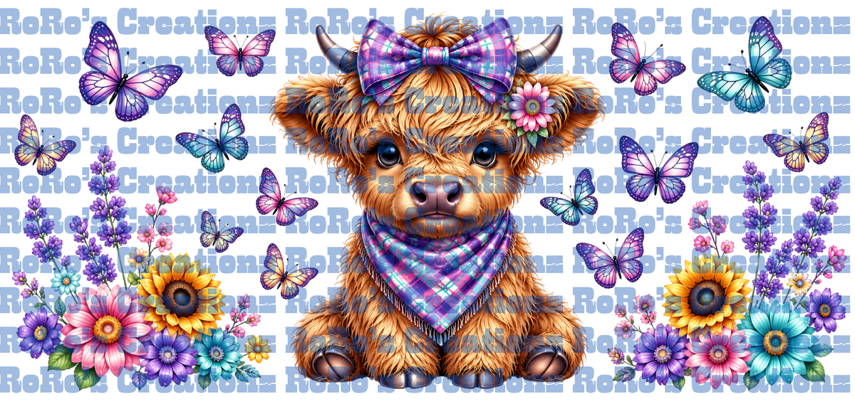 Exclusive Highland Cow & Butterflies