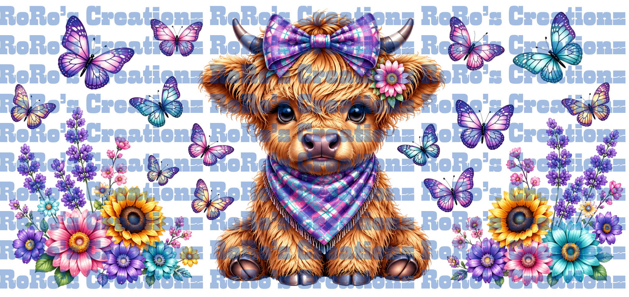 Exclusive Highland Cow & Butterflies