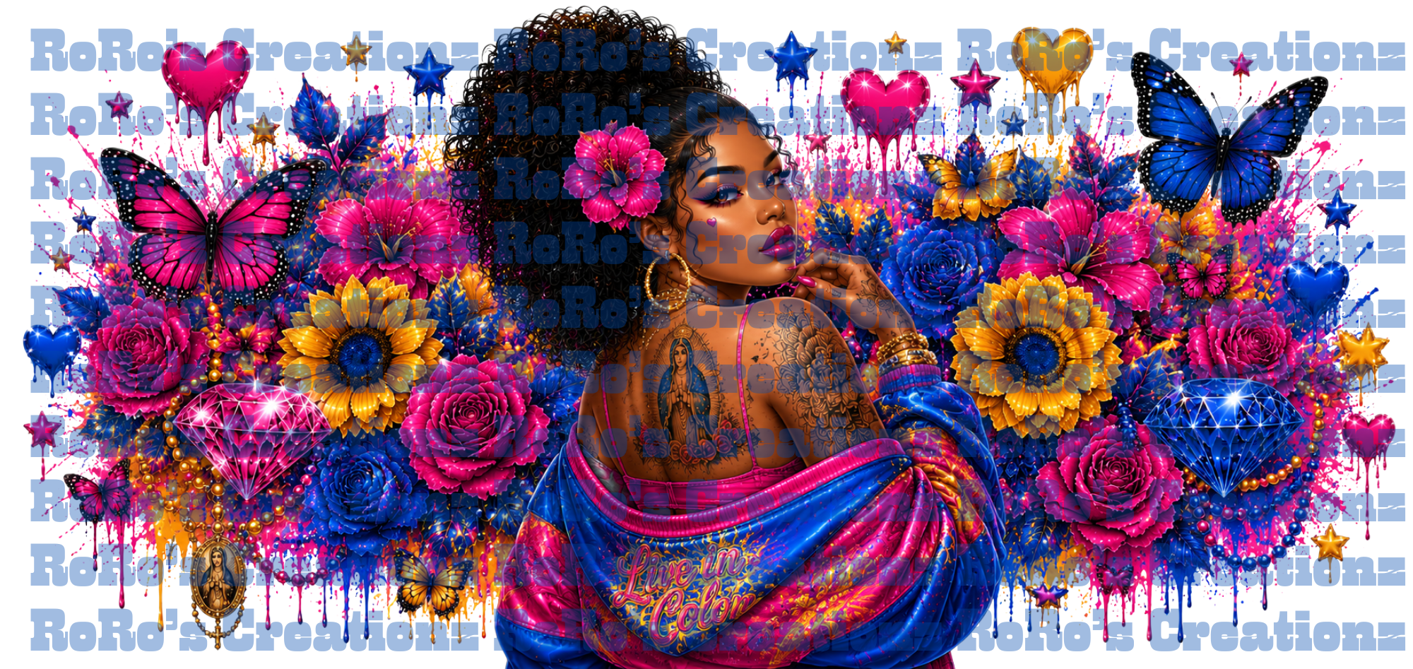 Exclusive Colorful Tattoo Latina Woman