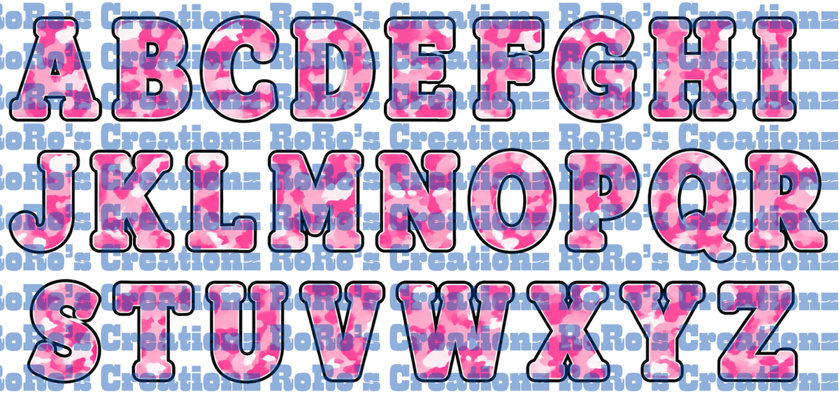 Exclusive Pink Camo Letters
