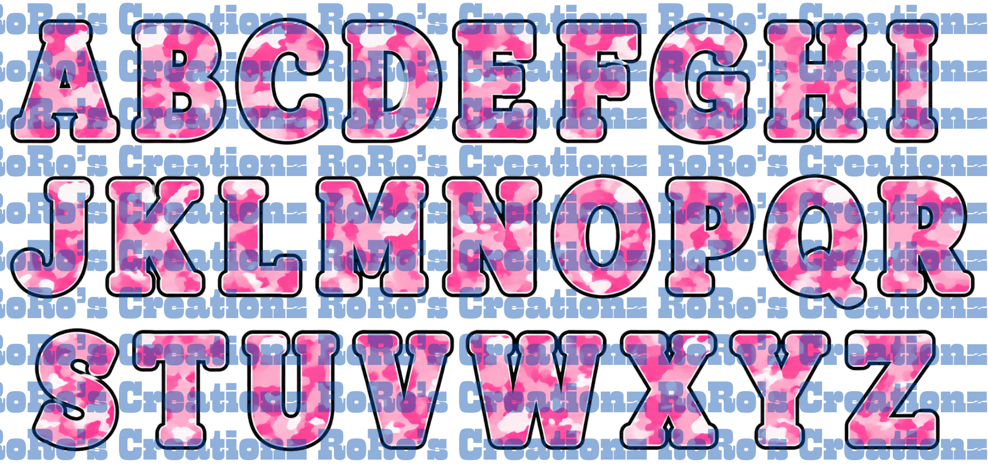 Exclusive Pink Camo Letters