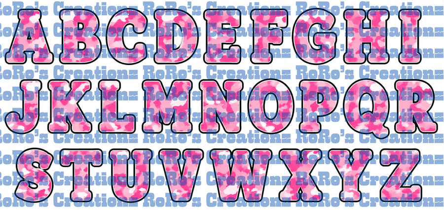 Exclusive Pink Camo Letters